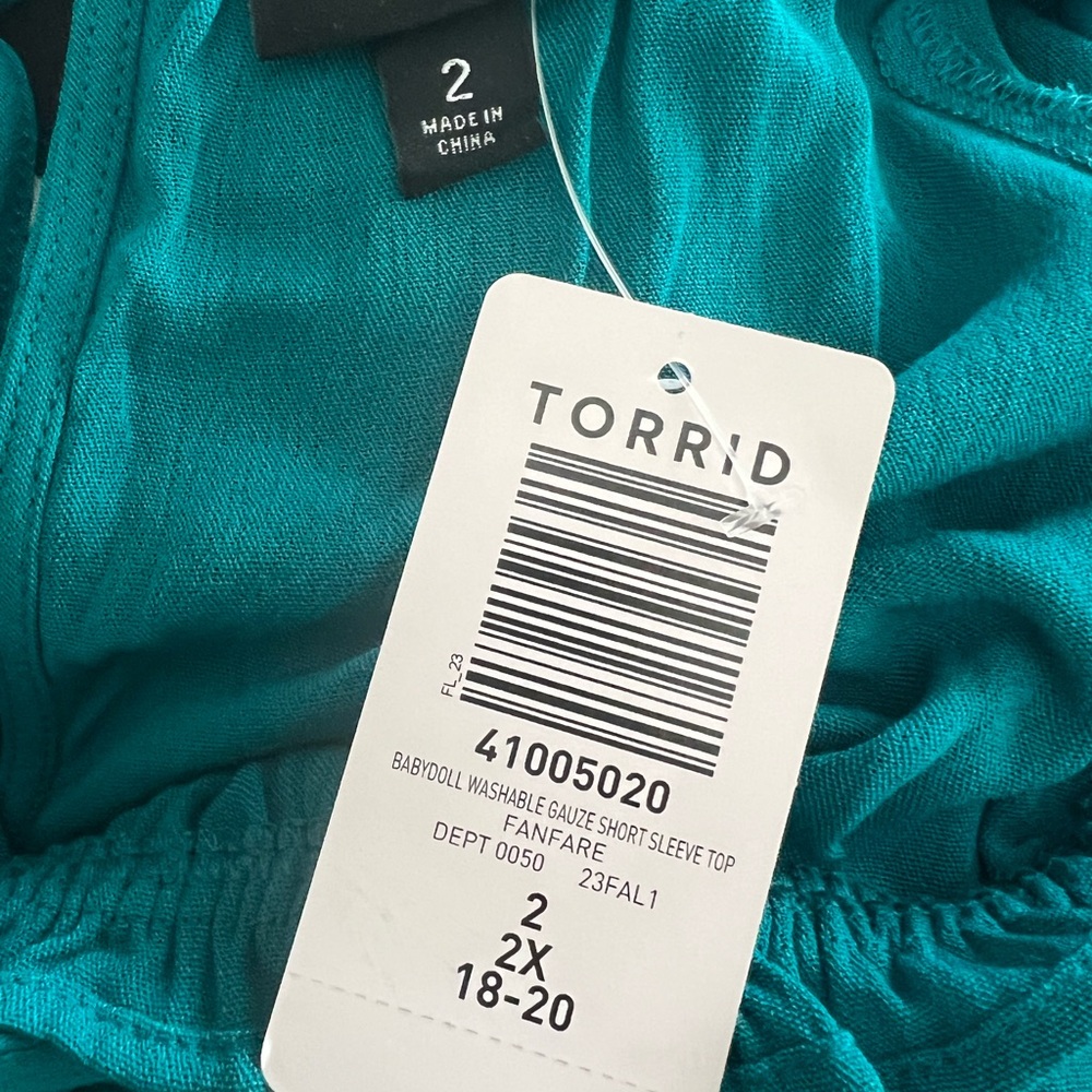 Torrid Teal Babydoll Top - Picture 3 of 6